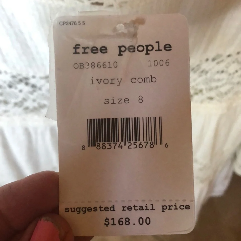 Free People Bohemian Boho Cream Dress NWT - Picture 3 of 5